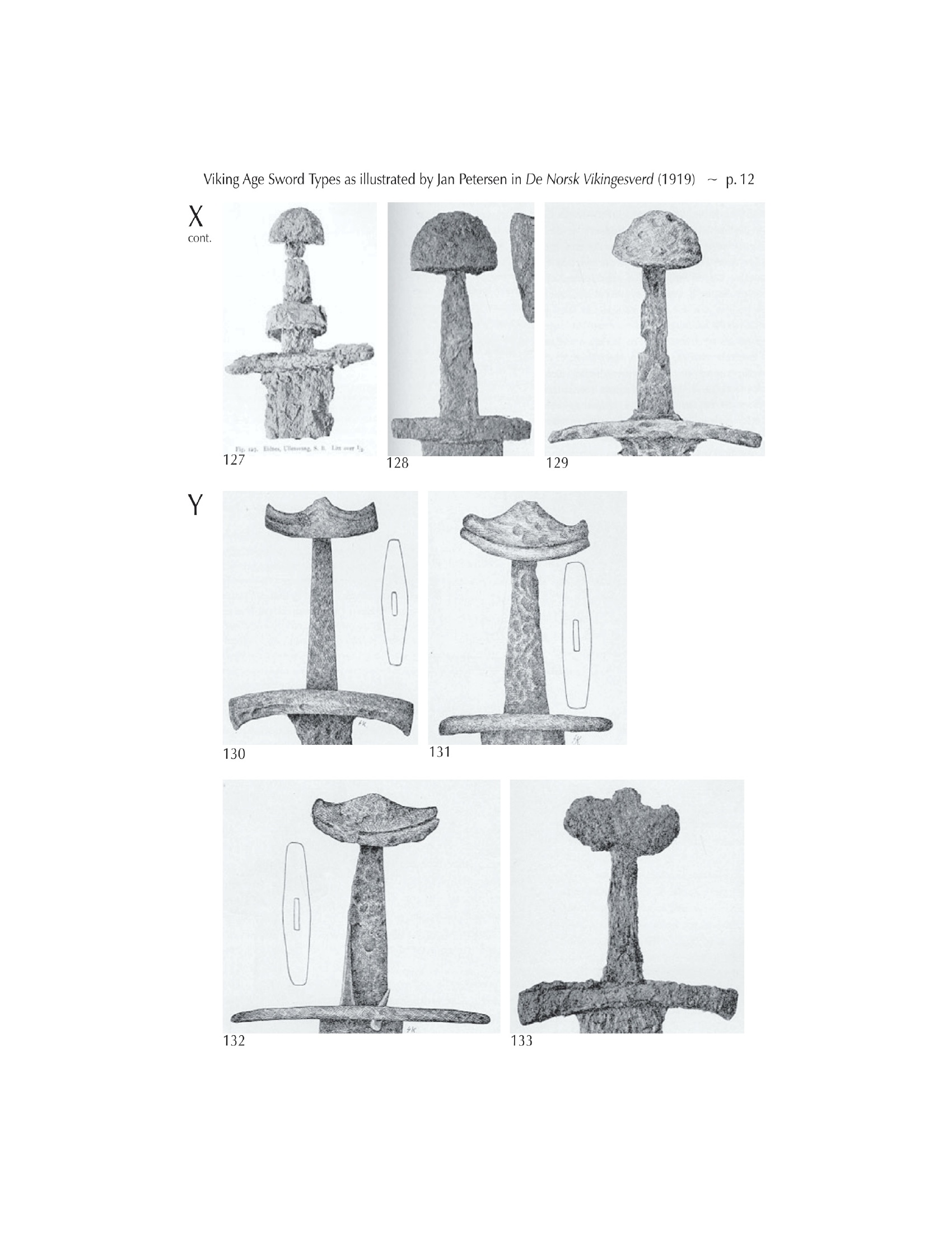 Viking sword types X and Y showing development toward arming sword forms
